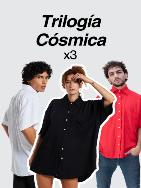 Pack de 3 camisas: blanca, negra y roja. 
Camisas oversized sin género.
